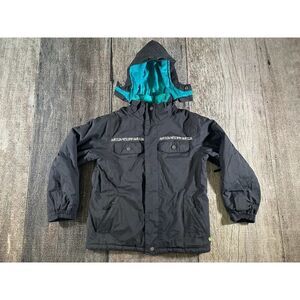 Burton Snowboard Ski Jacket Girls Large Black Hooded Sherpa lined